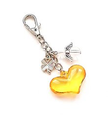 Kľúčenky - Kľúčenka "srdce" s anjelikom (oranžová) - 16064338_