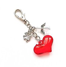 Kľúčenky - Kľúčenka "srdce" s anjelikom (červená) - 16064339_