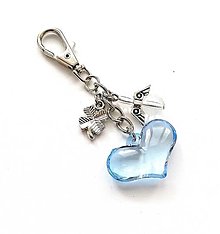 Kľúčenky - Kľúčenka "srdce" s anjelikom (modrá) - 16064340_