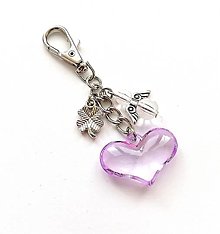 Kľúčenky - Kľúčenka "srdce" s anjelikom (fialová) - 16064341_