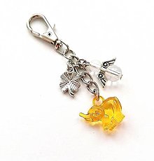Kľúčenky - Kľúčenka "slon" s anjelikom (oranžová) - 16064387_