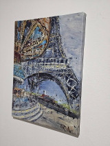 Obrazy - Carousel and Eiffel tower (print na plátno) - 16067171_