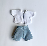 Hračky - Biele tričko a modré šortky pre bábiky barbie a podobne bábiky - 16065510_