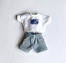 Hračky - Biele tričko a modré šortky pre bábiky barbie a podobne bábiky - 16065509_