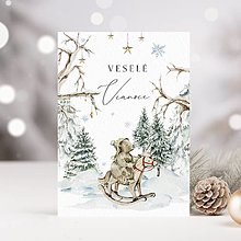 Papiernictvo - Otváracia vianočná pohľadnica Zima v lese - 16068745_