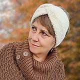 Čiapky, čelenky, klobúky - BOUCLÉ alpaca čelenka (smotanová) - 16071649_