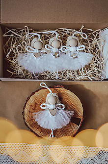 Dekorácie - Vianočné anjeliky z hebkej bavlny, set 4-roch, biely - 16067875_
