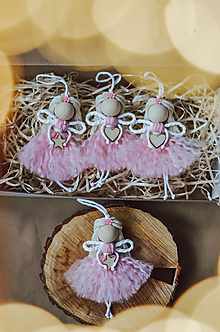 Dekorácie - Vianočné anjeliky z hebkej bavlny, set 4-roch, ružový - 16067891_