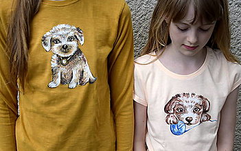 Detské oblečenie - tričká pre sestričky - psík - 16070101_