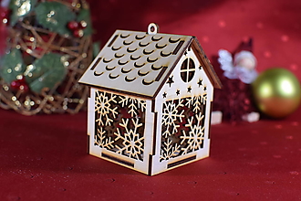 Dekorácie - Drevená vianočná ozdoba domček 2 - 16068287_