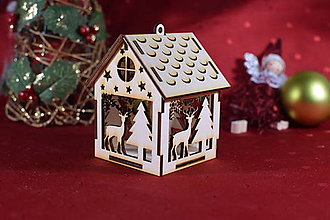 Dekorácie - Drevená vianočná ozdoba domček 4 - 16068290_