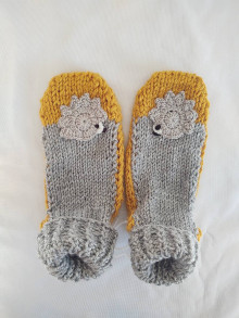 Detské topánky - Horčicovo sivé ponožky ježko - 16075611_