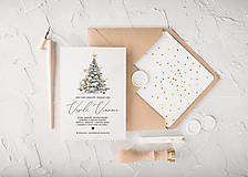 Papiernictvo - Vianočný pozdrav so zlatým stromčekom - 16075711_
