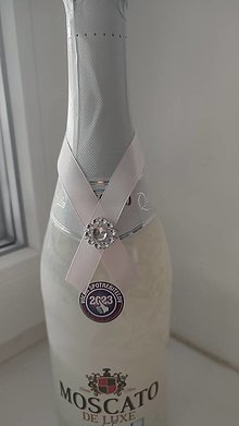 Svadobné pierka - Ozdoba na fľašu jemná ružová - 16073011_