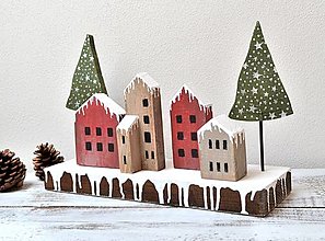 Dekorácie - Vianočná dekorácia - Zima v malom meste - 16073399_