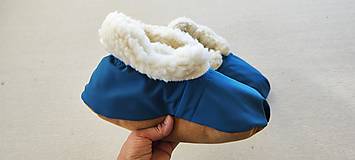 Ponožky, pančuchy, obuv - Vlnienka Barefoot papuče 100% Merino Baranček wool Slippers / Capačky  Softshell Petrol blue - 16074026_