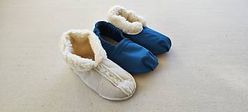 Ponožky, pančuchy, obuv - Vlnienka Barefoot papuče 100% Merino Baranček wool Slippers / Capačky  Softshell Petrol blue - 16074030_