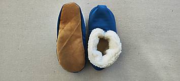 Ponožky, pančuchy, obuv - Vlnienka Barefoot papuče 100% Merino Baranček wool Slippers / Capačky  Softshell Petrol blue - 16074031_