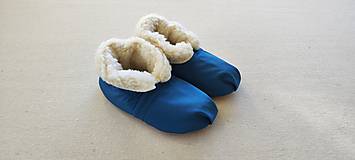Ponožky, pančuchy, obuv - Vlnienka Barefoot papuče 100% Merino Baranček wool Slippers / Capačky  Softshell Petrol blue - 16074033_