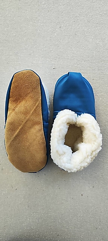 Ponožky, pančuchy, obuv - Vlnienka Barefoot papuče 100% Merino Baranček wool Slippers / Capačky  Softshell Petrol blue - 16074035_