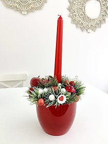 Dekorácie - Vianočná ikebana so sviečkou - 16072546_
