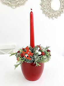 Dekorácie - Vianočná ikebana so sviečkou - 16072557_