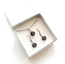 Sady šperkov - Sada brúsené guličky 8 mm + oceľ (šedá) - 16075443_
