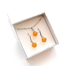 Sady šperkov - Sada brúsené guličky 8 mm + oceľ (oranžová svetlá) - 16075519_