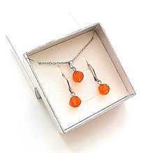 Sady šperkov - Sada brúsené guličky 8 mm + oceľ (oranžová) - 16075522_
