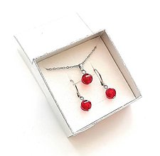 Sady šperkov - Sada brúsené guličky 8 mm + oceľ (červená tmavá) - 16075531_