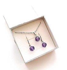 Sady šperkov - Sada brúsené guličky 8 mm + oceľ (fialová) - 16075577_