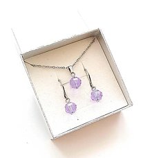 Sady šperkov - Sada brúsené guličky 8 mm + oceľ (fialová svetlá) - 16075580_