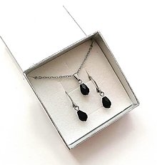 Sady šperkov - Sada brúsené kvapky 6x8 mm + oceľ (čierna) - 16075708_