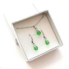 Sady šperkov - Sada brúsené kvapky 6x8 mm + oceľ (zelená) - 16075791_
