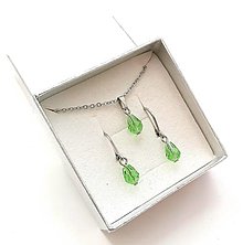 Sady šperkov - Sada brúsené kvapky 6x8 mm + oceľ (zelená II) - 16075798_