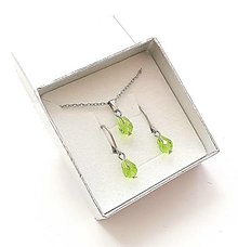 Sady šperkov - Sada brúsené kvapky 6x8 mm + oceľ (zelená svetlá) - 16075802_
