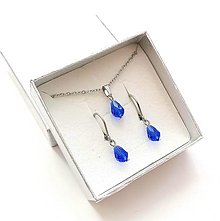 Sady šperkov - Sada brúsené kvapky 6x8 mm + oceľ (modrá) - 16075824_