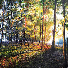Obrazy - Novembrové slnečné lúče, maľba - 16073065_