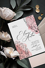 Papiernictvo - Svadobné oznámenie SENSIBLE - ružové kvetinové - 16073130_