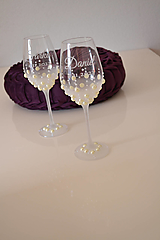 Nádoby - Svadobný pohár na víno perlový - 16073616_