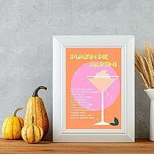 Grafika - Pumpkin pie martini retro farebný jesenný minimalistický print (plagát) (PDF Pumpkin Pie Martini Orange + Pink plagát) - 16074777_