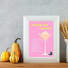 Grafika - Pumpkin pie martini retro farebný jesenný minimalistický print (plagát) (PDF Pumpkin Pie Martini Pink plagát) - 16074780_