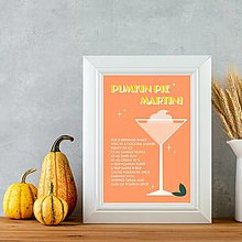 Grafika - Pumpkin pie martini retro farebný jesenný minimalistický print (plagát) (PDF Pumpkin Pie Martini Orange plagát) - 16074781_