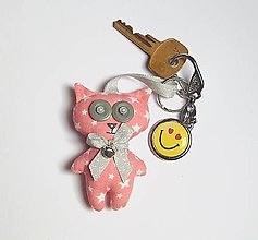 Kľúčenky - Mačička - hviezdičky na ružovej - 16075035_