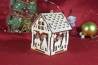 Dekorácie - Drevená vianočná ozdoba domček 1 - 16074186_