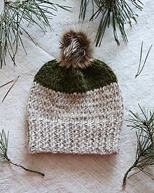 Čiapky, čelenky, klobúky - Ručne pletená čiapka v prírodných farbách s alpakou - 16074464_