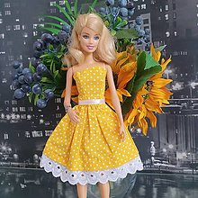 Hračky - Žlté retro šaty pre Barbie - 16079298_
