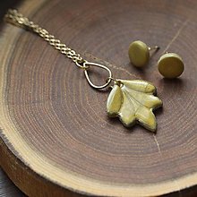 Náušnice - sada náušníc a náhrdelníka - olivový list | miniberry - 16080149_