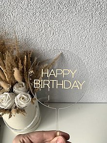 Dekorácie - Akrylový zápich Happy Birthday - 16079411_