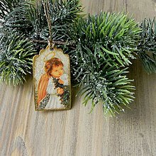Dekorácie - Vianočný anjelik - drevená visačka - 16076692_